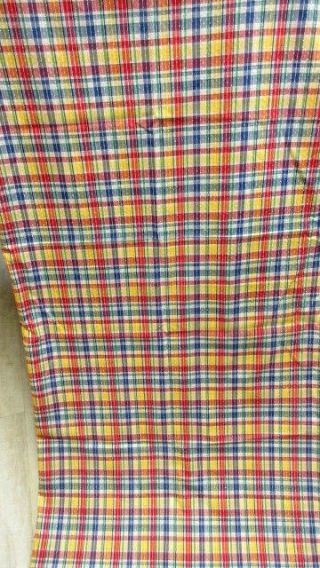 Vtg Cotton Textured Stripe Cotton Fabric Red/White/Blue/Yellow 2 Yd x 48 