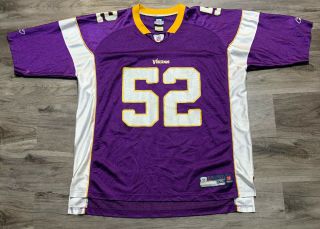 Minnesota Vikings Nfl Football 52 Chad Greenway Jersey Mens Size Xxl Purple