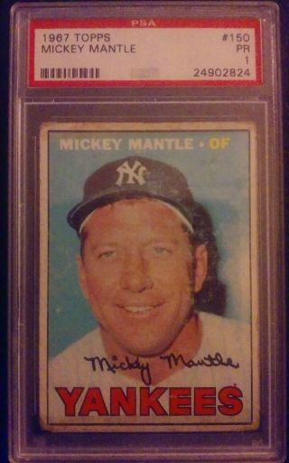 1967 Mickey Mantle Topps 150 Card Psa Pr 1 (2824) Great Investment Look
