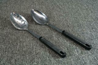 Vintage Ekco Stainless Steel Serving Spoon Set Straining & Not Straining