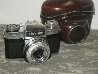 Zeiss Ikon Contaflex S - Matic 35mm Film Camera 50mm F2.  8 Tessar Lens W/case