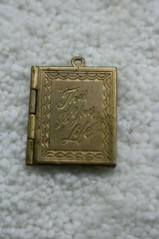 Vintage " This Is Your Life " Locket Pendant Gold Tone 1950 