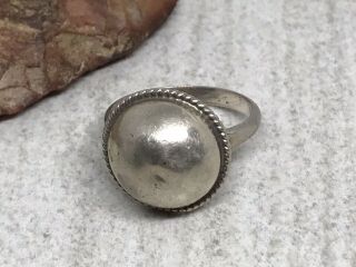 Vintage Mexico Solid Sterling Silver Dome Ring (sz 6.  25)