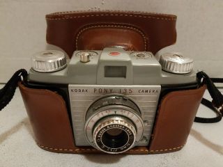1960s Vintage 35mm Kodak Pony 135 Camera W/leather Field Case & Strap
