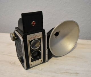 Vintage Kodak Duaflex Ii Film Camera With Kodet Lens And Flash Attachment
