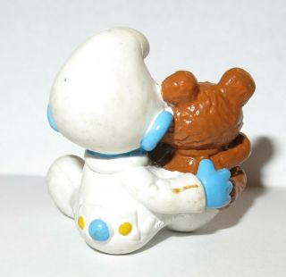 Vintage 1985 Smurf Baby with Teddy Bear Figure Schleich PEYO 2
