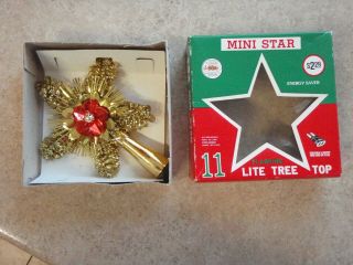 Vintage Christmas Tree Topper 6 " Mini Star Gold Red Tinsel 1950s York D.
