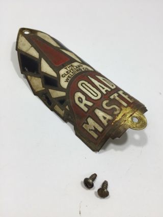 Vintage Brass Road Master Bicycle Head Badge Cleveland Welding Screws