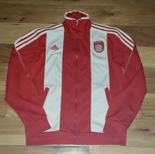 Adidas Fc Bayern Munich Track Jacket Red White Size Small Polyester