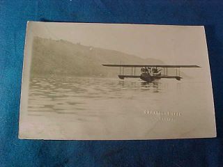 Early 20thc Glenn Curtiss,  Flying Boat Bi Plane America Real Photo Postcard 13