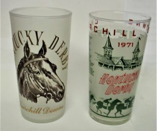A 1964 And 1971 Official Kentucky Derby Glass Pair In