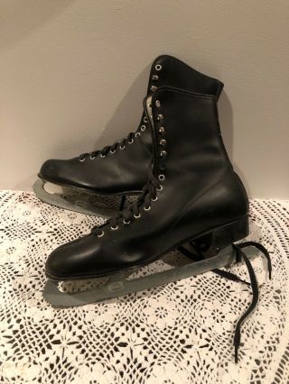 Vintage Men’s Black Leather Figure Skates Holiday Decor