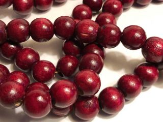 1 Strand Vintage Christmas Cranberry Red Wooden Beaded Garland 9 Feet