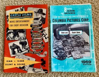 2 Vintage Film Catalogs Castle Films 1953 & Columbia 1969 8,  8mm,  16mm