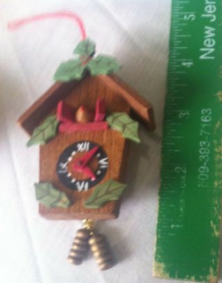 Detailed Vtg Mini Wood Dimensioni Cuckoo Clock Christmas Ornament