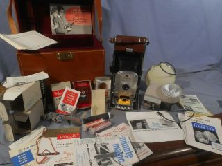 Vintage Polaroid Speedliner Land Camera Model 95a With Leather Case &accessories