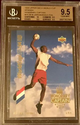 1994 Upper Deck World Cup Michael Jordan Honorary Captain Spanish Bgs 9.  5 Pop 1
