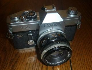 Canon Tl Ql 35mm Film Camera With Canon 50mm F1.  8 Fl Lens