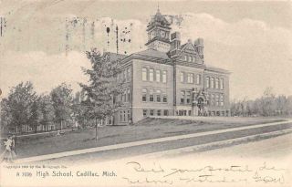 Cadillac Mi 1905 View Of The Long Gone High School Vintage Michigan 552
