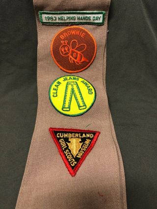 Vintage Girl Scout Brownie Sash With Badges & Girl Scout Pin 1980’s Tennessee
