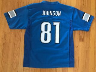 Detroit Lions Calvin Johnson 81 Blue Nfl Players Football Jersey Youth Large