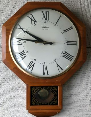 Vintage Tradition Electric Wood Pendulum Wall Clock Roman Numerals