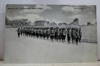 Illinois Il Springfield Company B 7th Regiment Camp Dunne Postcard Old Vintage