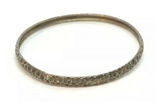 Hammered Sterling Silver 7” Bangle Bracelet Vintage