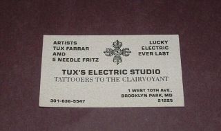Vintage Tattoo Parlor Business Card Tux 