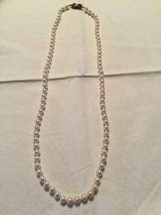 Vintage Double Knotted Pearl Necklace 23 " Strand
