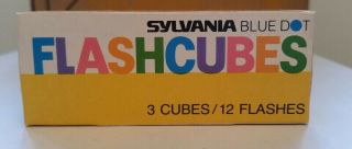 Vintage Sylvania Blue Dot Flash Cubes Nos 3 Cubes/12 Flashes