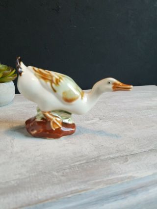 Vintage Small Chinese Porcelain Peking Duck Figurine,  Nicely Hand Painted Glaze