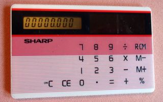 Vintage Solar Calculator Sharp Card El - 868s 8 - Digit Pink/white Credit Card Size