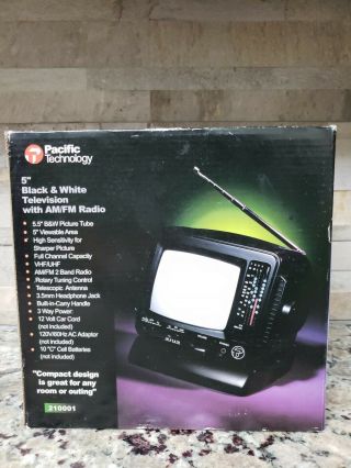 Pacific Technology 5 Inch Black & White Tv With Am/fm Radio