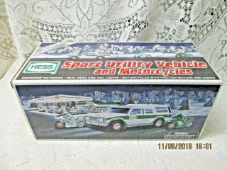 Vtg.  Hess Toy Truck 40th Anniversary Sport Utility Vehicle And Motorcycles 2004