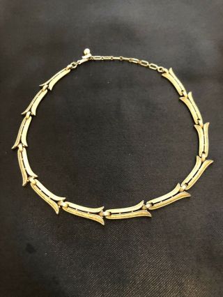Vintage Trifari Brushed Gold Tone Choker Necklace