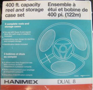 Hanimex Dual 8 400ft.  Capacity And 3 Reels And Storage Case Set