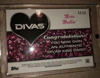 WWE TOPPS 2016 Brie Bella Kiss Card Rare Total Divas /99 2