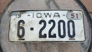 Iowa - 1950 Car License Plate With 1951 Tags - 6 - 2200