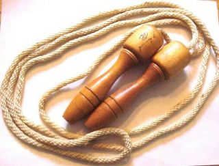 Vintage Professional Jump Rope Boxer Gym Wooden Handles W/corded Nylon Usa