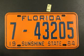 1964 Florida Vintage License Plate 7 - 43205 (y20