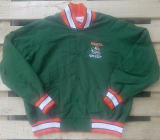 Miami Hurricanes 5 National Championships Green Xl Jacket Nylon Embroidered Usa