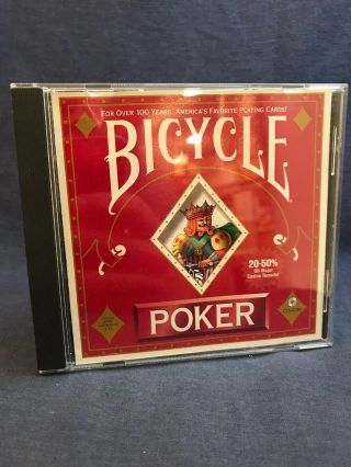 1997 Bicycle Poker Cd Pc Game Expert Software Vintage Computer Playing Cards