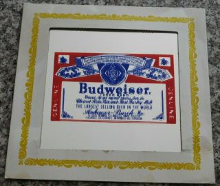 Vintage Bud Budweiser Beer Mirror Carnival Fair Game Prize Souvenir
