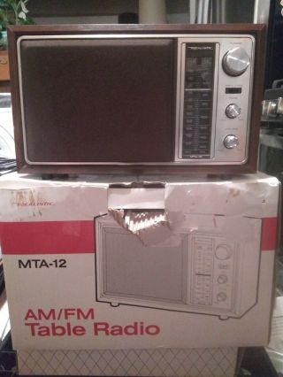 Vintage Realistic Mta - 12 Am/fm Table Radio Prestine Cond With Orig.  Box
