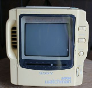1994 Sony Mega Watchman Fd - 525 Portable Tv - White - Am/fm Tuner