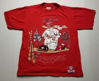 Vtg Nutmeg 1992 Mlb St.  Louis Cardinals Mens T - Shirt Sz M Red Tee Short Slv A25