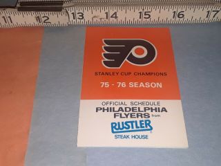 1975 - 76 Philadelphia Flyers (nhl) Pocket Schedule By Rustler Steak House