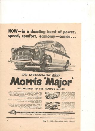 Vintage 1958 Morris Major Australian Advert