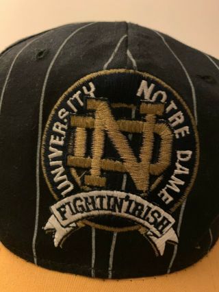Vintage 80s University Of Notre Dame Fighting Irish Embroidered Snapback Hat Cap